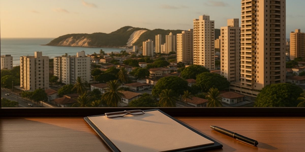 Vista urbana de Natal com prédios residenciais e o Morro do Careca ao fundo